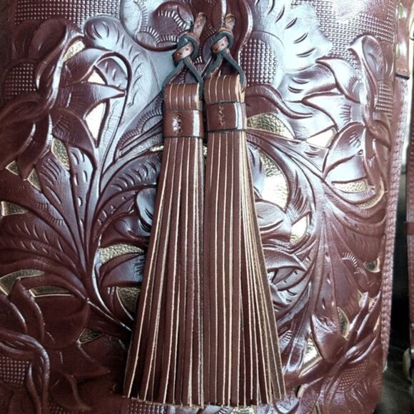 Patricia Nash Burnished Leather-Octavia Crossbody Bucket Bag - Picture 14 of 15